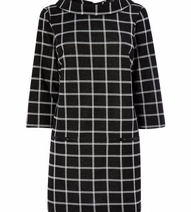 Bhs Womens Checked Cowl Neck Tunic, black/ivory