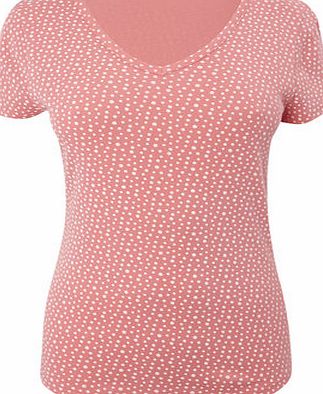 Bhs Womens Coral Short Sleeve Spot Print V Neck,