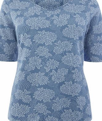 Bhs Womens Cornflower Blue 1/2 Sleeve Floral