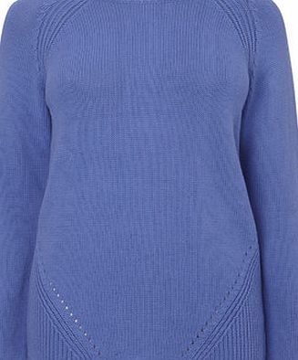 Bhs Womens Cornflower Cotton Hem Jumper, navy