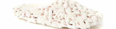 Bhs Womens Cream Sequin Fur Slipper, cream 6007180005