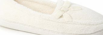Bhs Womens Cream Velvet Bow Closed Back Slippers,