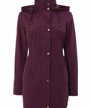 Bhs Womens Damson Zip Pocket Sheen Mac, damson