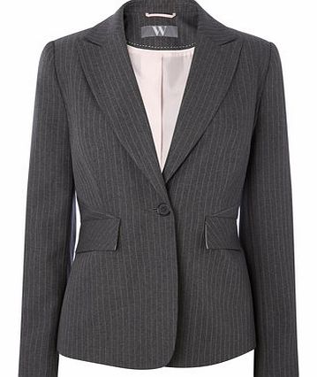 Bhs Womens Dark Grey Pinstripe Chevron Jacket, dark