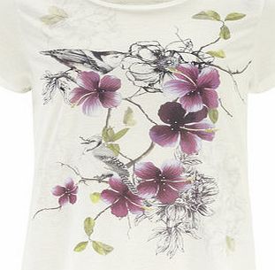 Bhs Womens Dorothy Perkins Ivory Bird Motif Pleat