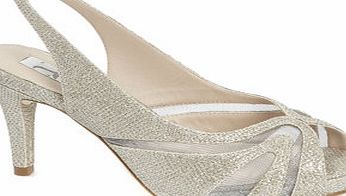 Bhs Womens Gold Mesh Sparkle Sling Back Shoes, gold