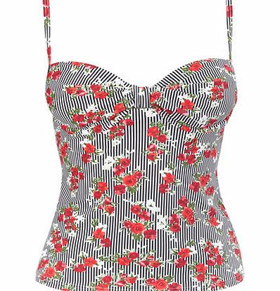 Womens Great Value Floral Striped Tankini Top,