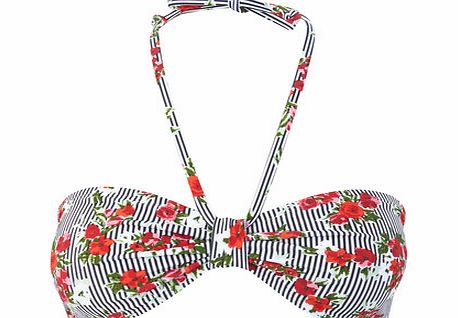 Womens Great Value Stripe Floral Printed Bandeau