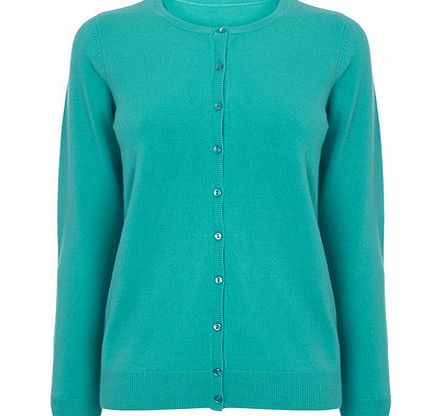 Bhs Womens Green Supersoft Crew Cardigan, green