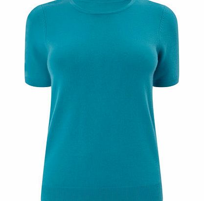 Bhs Womens Green Supersoft Short Sleeve Crew Jumper,
