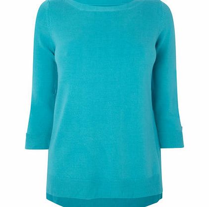 Bhs Womens Green Supersoft Stepback Hem Jumper,