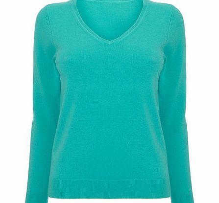Bhs Womens Green Supersoft V Neck Jumper, green