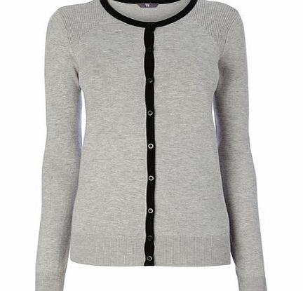 Bhs Womens Grey/Black Long Sleeve Crew Cardigan,