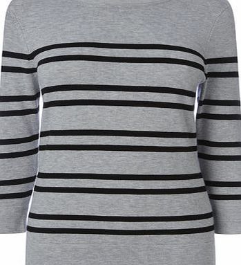 Bhs Womens Grey/black Stripe Jumper, grey/black