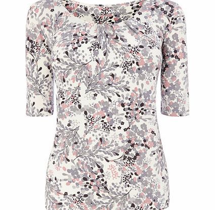 Bhs Womens Grey Floral Print Half Sleeve Top, grey