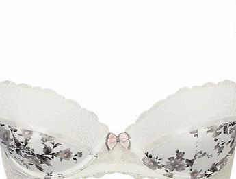 Bhs Womens Grey Floral Print Plunge Bra, cream