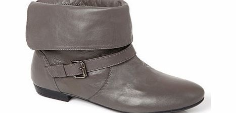 Bhs Womens Grey Leather Turn Down Ankle Boots, grey