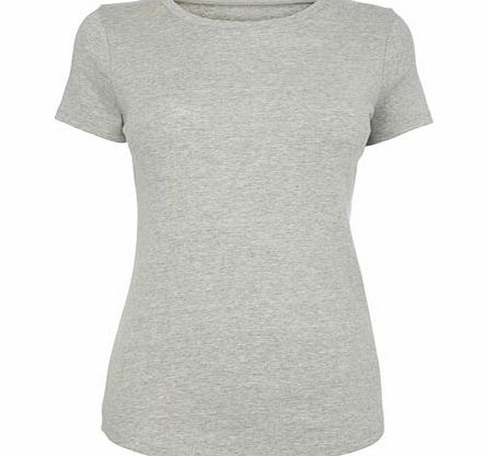 Bhs Womens Grey Marl Short Sleeve Crew Neck Top,