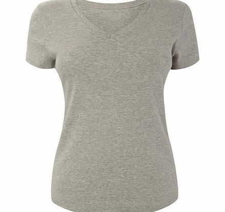 Bhs Womens Grey marl Short Sleeve V Neck, grey marl