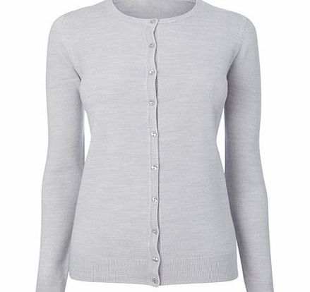Bhs Womens Grey Marl Supersoft Crew Cardigan, grey
