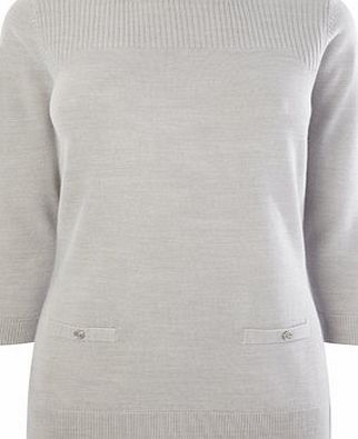 Bhs Womens Grey Marl Supersoft Pocket Jumper, grey