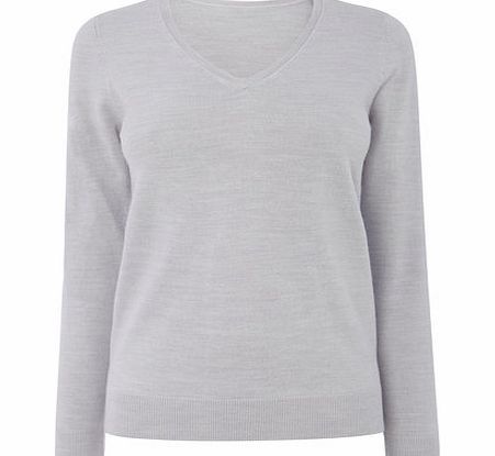 Bhs Womens Grey Marl Supersoft V Neck Jumper, grey