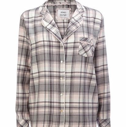 Bhs Womens Grey Multi Long Sleeve Check Revere