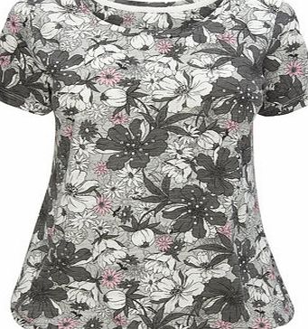 Bhs Womens Grey Short Sleeve Botanical Bubble Top,