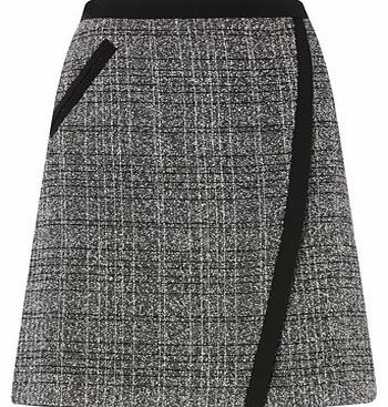 Bhs Womens Grey Tweed Cross Over Mini Skirt, grey