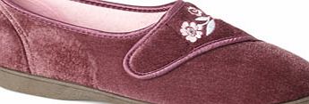 Bhs Womens Heather Embroidered Velcro Slippers,