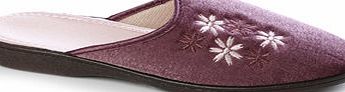 Bhs Womens Heather Floral Embroidered Mule Slippers,
