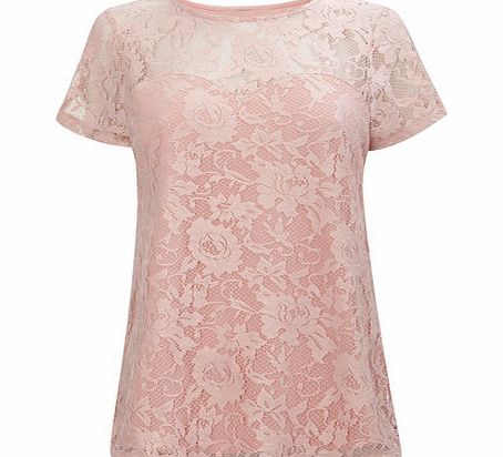 Womens Icy Pink Pretty Lace Top, pale pink
