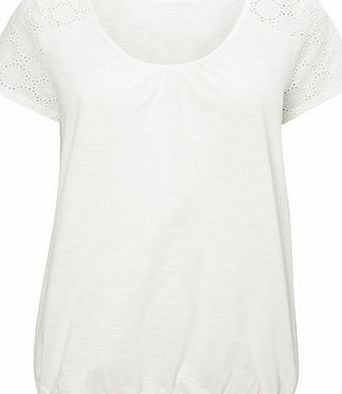 Bhs Womens Ivory Broidery Sleeve Bubble Hem Top,