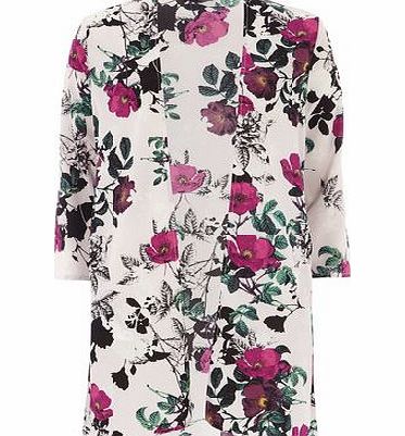 Bhs Womens Ivory Floral Longline Kimono, pink