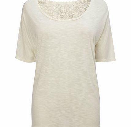 Bhs Womens Ivory Long Sleeve Crochet Back Top, ivory