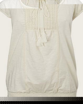 Bhs Womens Ivory Short Sleeve Crochet Gypsy, ivory