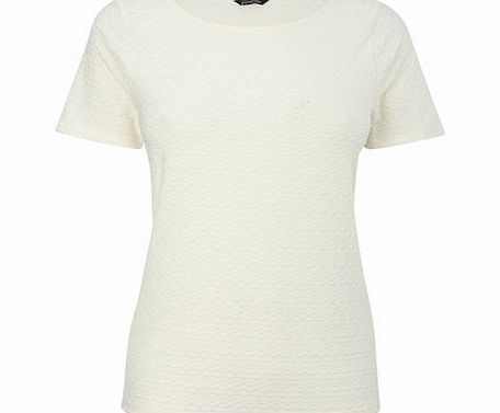 Womens Ivory Textured Scoop Neck Top, ivory