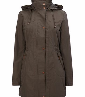 Bhs Womens Khaki Zip Pocket Sheen Mac, khaki