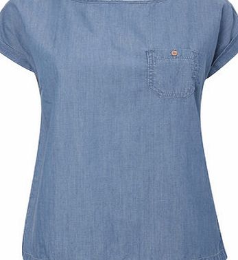 Bhs Womens Lightwash Tencel Blend Button Back Tee,
