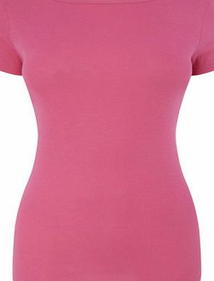 Bhs Womens Magenta Short Sleeve Slash Neck Top,
