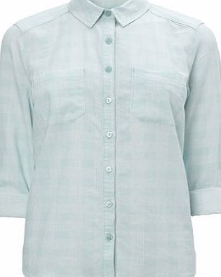 Bhs Womens Mint Check Linen Blend Shirt, teal check
