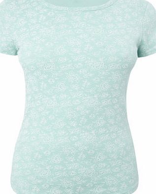Bhs Womens Mint Floral Print Crew Neck Top, mint