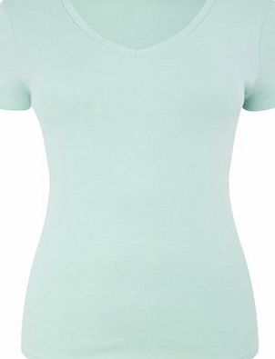 Bhs Womens Mint Short Sleeve V Neck Top, mint