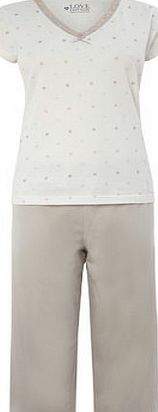 Bhs Womens Mocha Spot Crop Pyjama Set, mocha 733671071