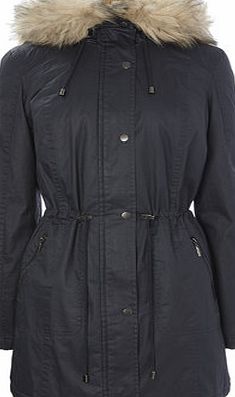 Bhs Womens Navy Coated Parka, navy 9853380249