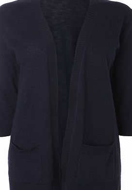 Bhs Womens Navy Edge to Edge Slub Cardigan, navy