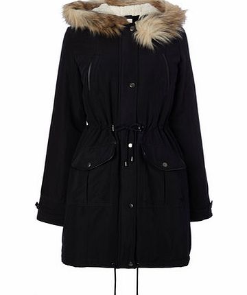 Bhs Womens Navy Faux Fur Hood Parka, navy 9853260249