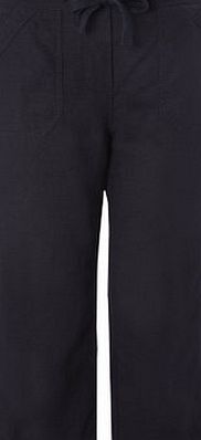 Bhs Womens Navy Linen Blend Crop Trousers, navy