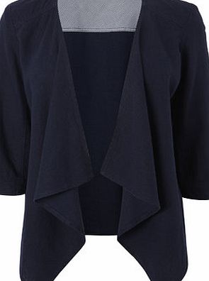 Bhs Womens Navy Linen Blend Waterfall Jacket, navy
