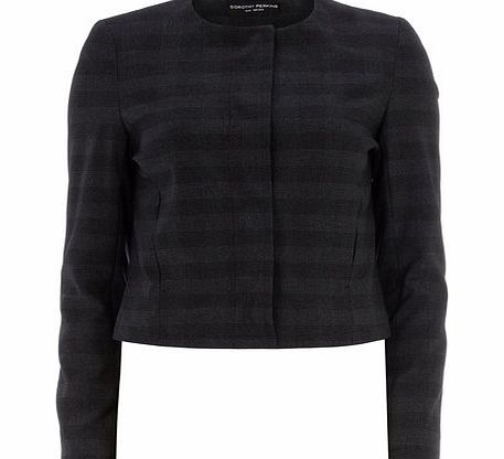 Bhs Womens Navy Shadow Check Dome Jacket, blue